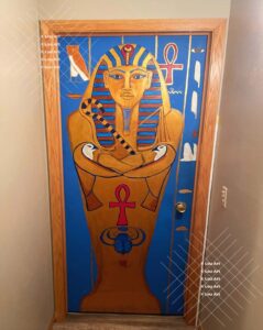 Eclectic hand drawn and painted commissioned artwork ancient Egyptian artwork by Louis Ely in Madison Wisconsin of Lou Art.